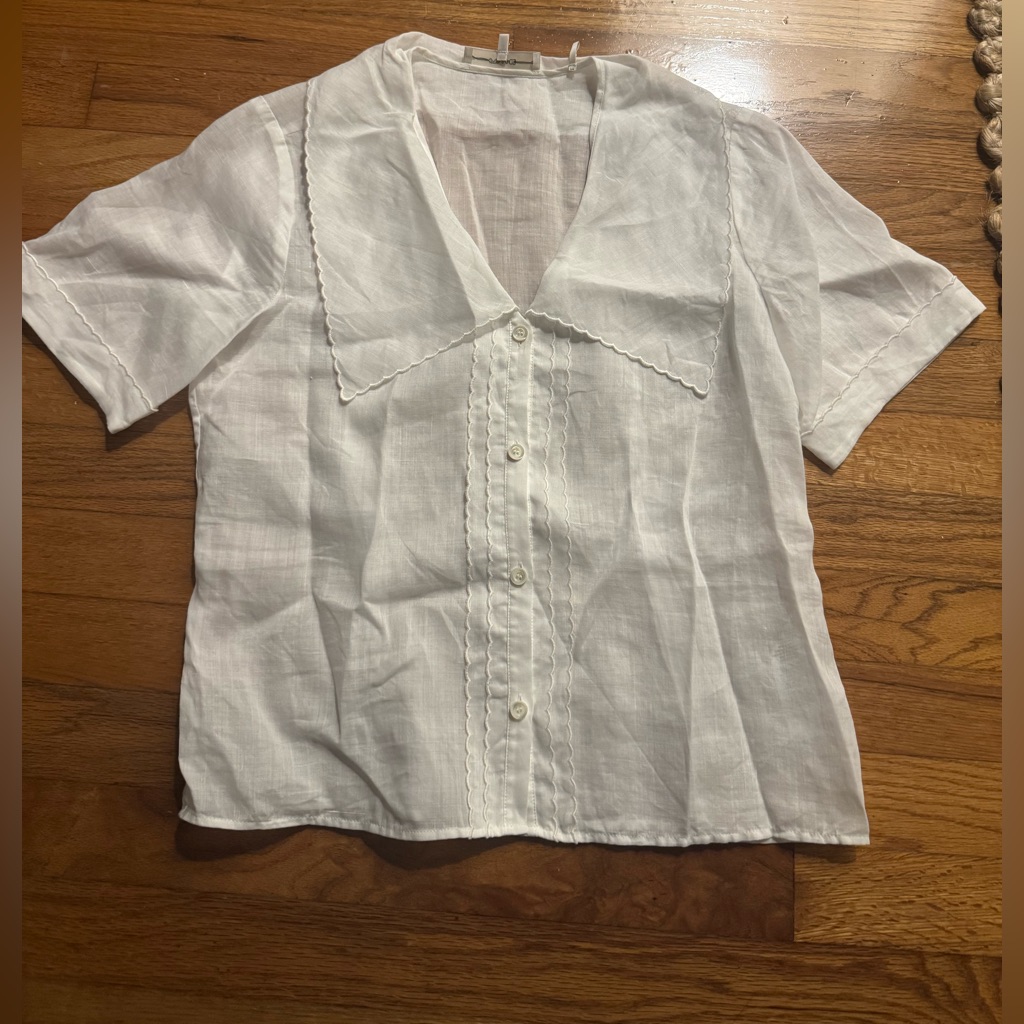 Frame Denim White Button-Up Blouse